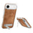 For iPhone Air Case with Hidden Kickstand Leather + PC + TPU Matte Electroplated Phone Cover - Brown - 1