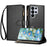 For Samsung Galaxy S26 Ultra Leather Case Zipper Wallet Stand Shockproof Phone Cover with Wrist Strap - Black - 1
