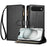 For iPhone Air Leather Case Zipper Wallet Stand Shockproof Phone Cover with Wrist Strap - Black - 1