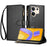 For vivo V60 5G Leather Case Zipper Wallet Stand Shockproof Phone Cover with Wrist Strap - Black - 1