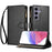 For Samsung Galaxy S24 FE Leather Case Zipper Wallet Stand Shockproof Phone Cover with Wrist Strap - Black - 1