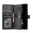 For Samsung Galaxy A05s 4G Leather Case Zipper Wallet Stand Shockproof Phone Cover with Wrist Strap - Black - 4