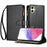 For Samsung Galaxy A05 4G Leather Case Zipper Wallet Stand Shockproof Phone Cover with Wrist Strap - Black - 1