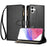 For Samsung Galaxy A08 5G / A08 4G / A07 4G / A06 4G / A06 5G Leather Case Zipper Wallet Stand Shockproof Phone Cover with Wrist Strap - Black - 1