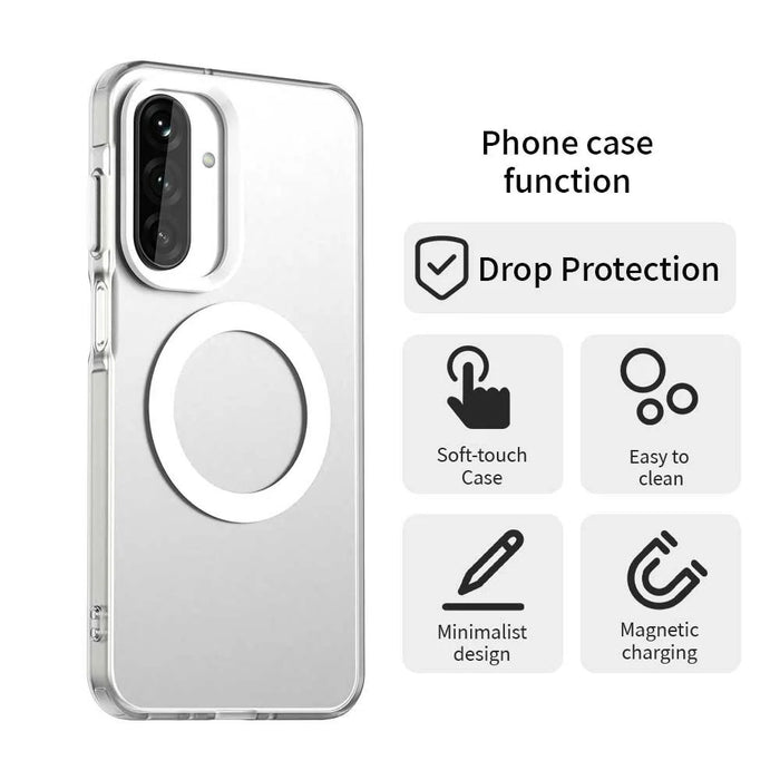 For Samsung Galaxy A17 5G / 4G Magnetic Case Anti Drop Hybrid Phone Back Cover - White - 4