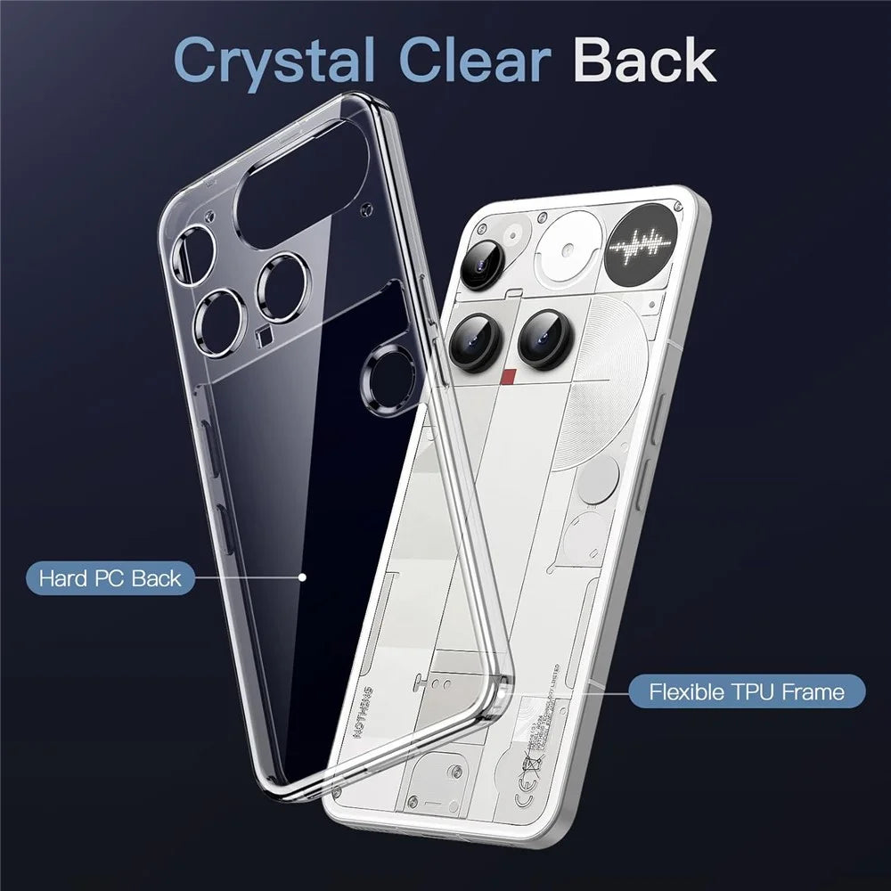 For Nothing Phone (3) 5G Case Crystal Clear Soft TPU Frame Hard PC Back Phone Cover - 6