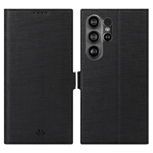VILI DMK Series for Samsung Galaxy S25 Ultra Case Stand Wallet Leather Phone Cover - Black - 1