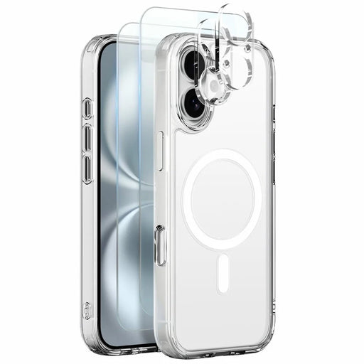 NORTHJO 5 in 1 Set for iPhone 16 Magnetic Case PC + TPU Phone Cover with 2 Front Screen Protector + 2 Lens Film - 1