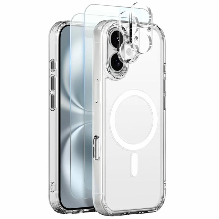 NORTHJO 5 in 1 Set for iPhone 16 Magnetic Case PC + TPU Phone Cover with 2 Front Screen Protector + 2 Lens Film - 1