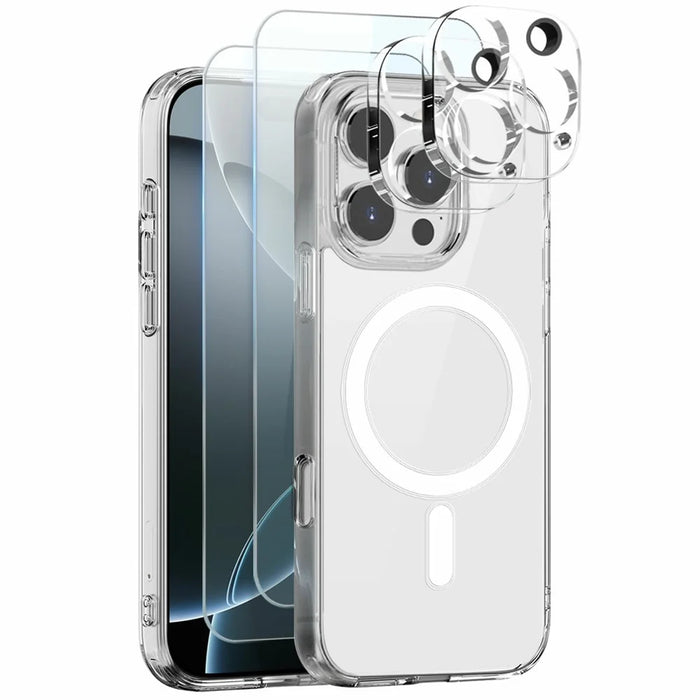 NORTHJO 5 in 1 Set for iPhone 16 Pro Max Magnetic Case PC + TPU Phone Cover with 2 Front Screen Protector + 2 Lens Film - 1