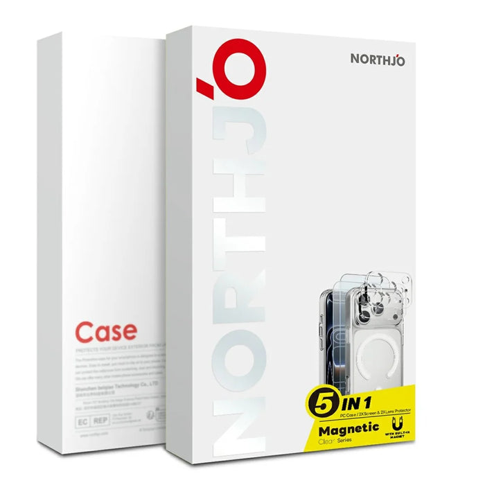 NORTHJO 5 in 1 Set for iPhone 16 Pro Max Magnetic Case PC + TPU Phone Cover with 2 Front Screen Protector + 2 Lens Film - 5