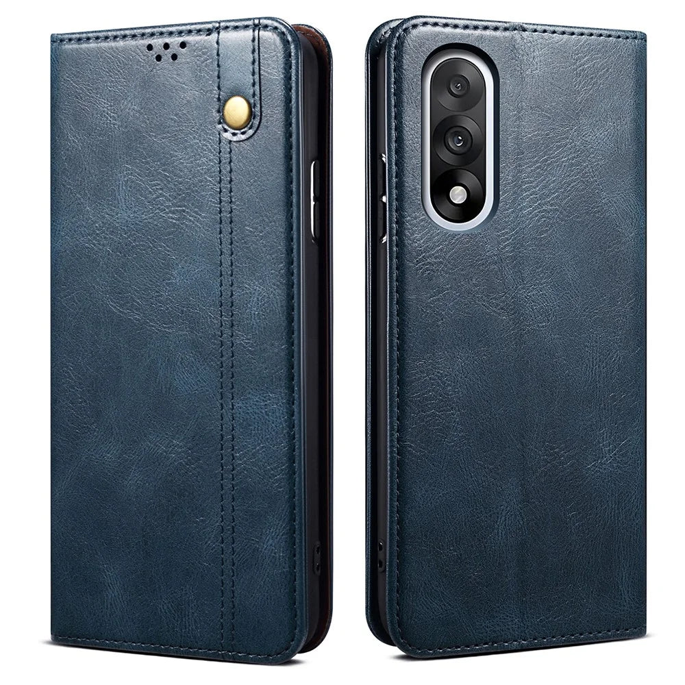 For OnePlus Nord 5 5G / Ace 5 Ultra 5G Case Crazy Horse Texture Waxy Leather Wallet Stand Phone Cover - Blue - 1