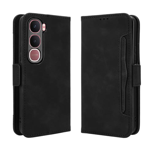 For vivo Y21d / vivo Y31 5G Leather Case Phone Wallet Cover with Multiple Card Slots - Black - 1