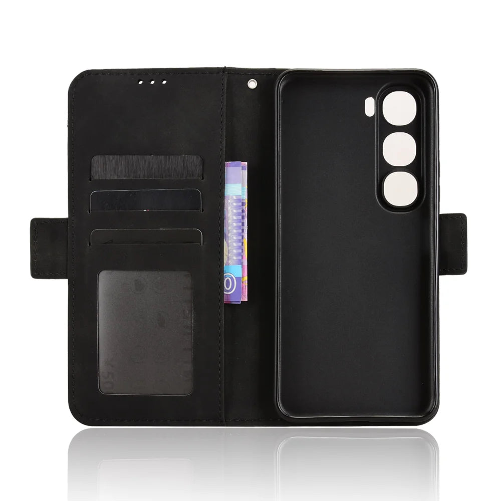 For vivo Y21d / vivo Y31 5G Leather Case Phone Wallet Cover with Multiple Card Slots - Black - 4