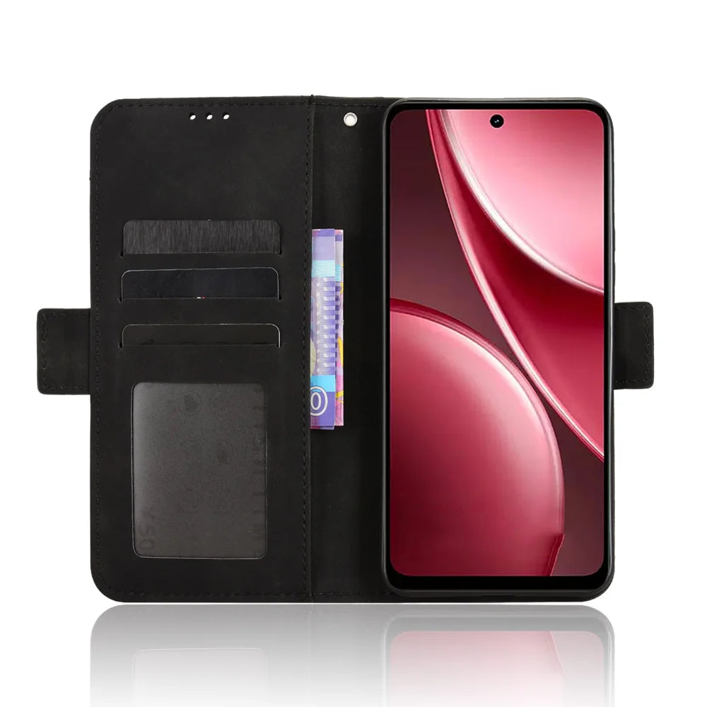For vivo Y21d / vivo Y31 5G Leather Case Phone Wallet Cover with Multiple Card Slots - Black - 5