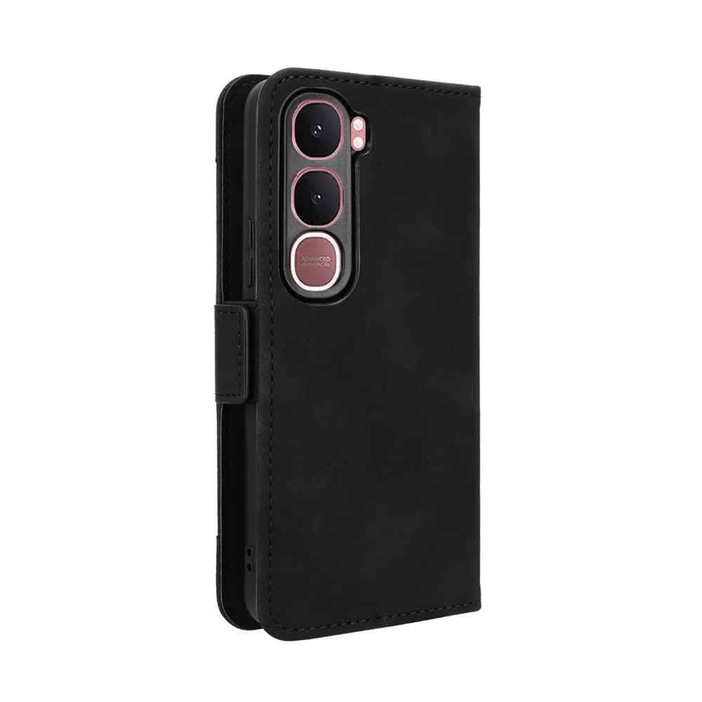For vivo Y21d / vivo Y31 5G Leather Case Phone Wallet Cover with Multiple Card Slots - Black - 7