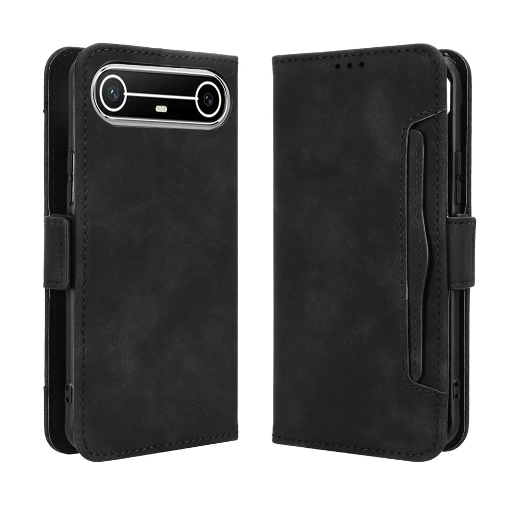 For TECNO Pova Slim 5G / TECNO Spark Slim 4G Leather Case Phone Wallet Cover with Multiple Card Slots - Black - 1