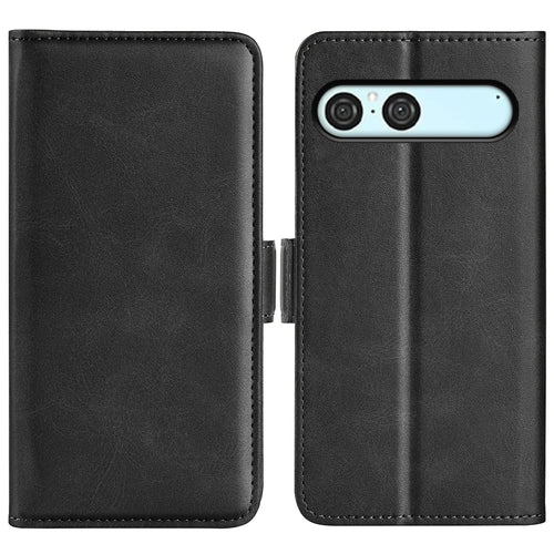 For Sony Xperia 10 VII Case Calf Texture Leather Wallet Phone Cover - Black - 1
