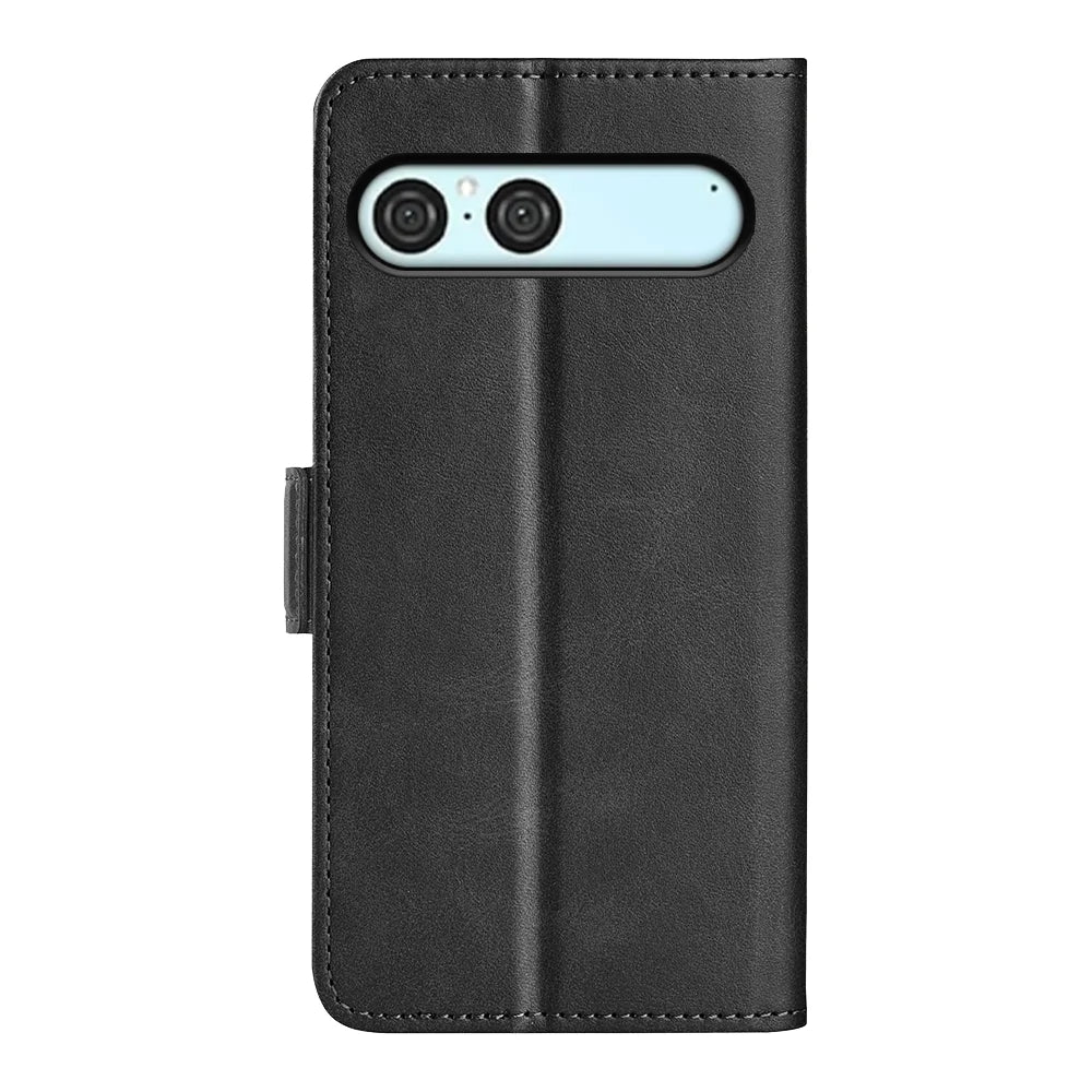 For Sony Xperia 10 VII Case Calf Texture Leather Wallet Phone Cover - Black - 3