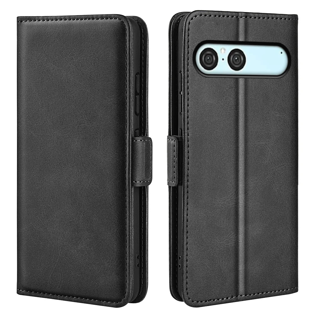For Sony Xperia 10 VII Case Calf Texture Leather Wallet Phone Cover - Black - 4