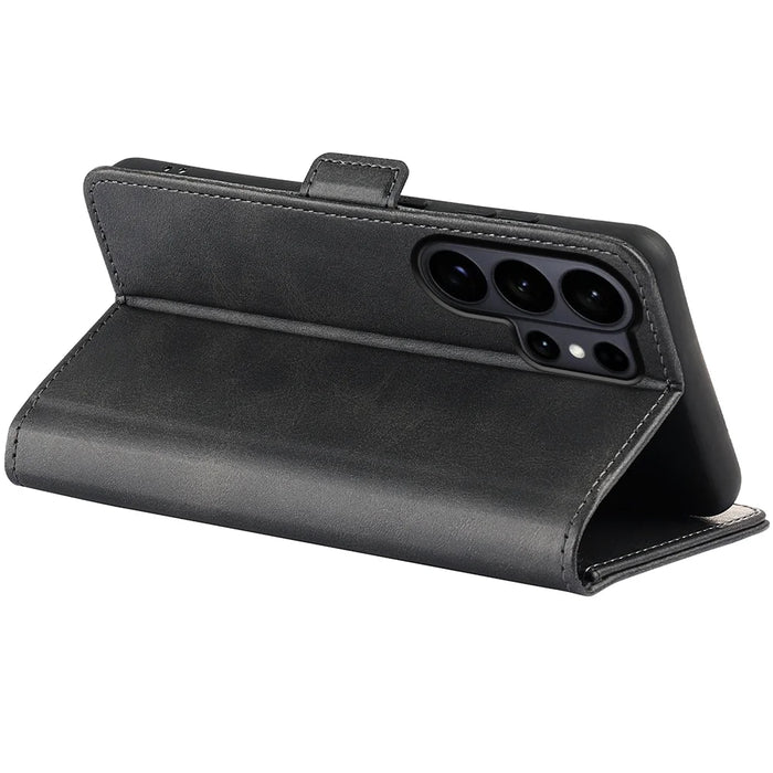 For Samsung Galaxy S26 Ultra Case Calf Texture Leather Wallet Phone Cover - Black - 2