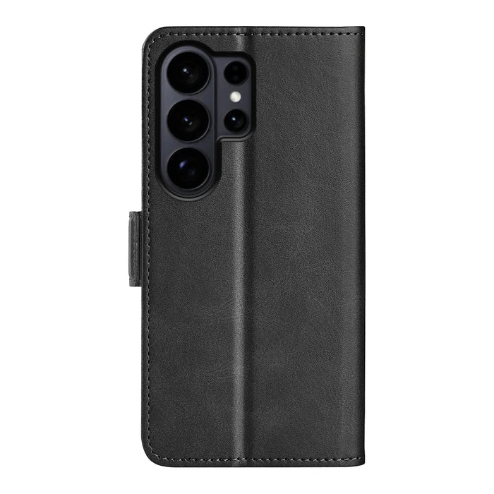 For Samsung Galaxy S26 Ultra Case Calf Texture Leather Wallet Phone Cover - Black - 4