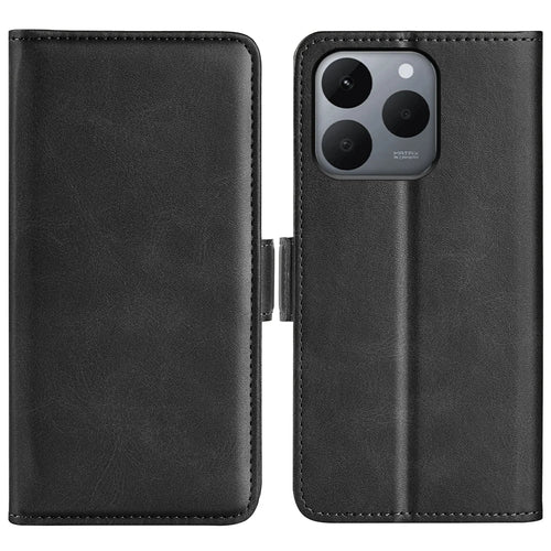 For Realme 15T 5G Case Calf Texture Leather Wallet Phone Cover - Black - 1