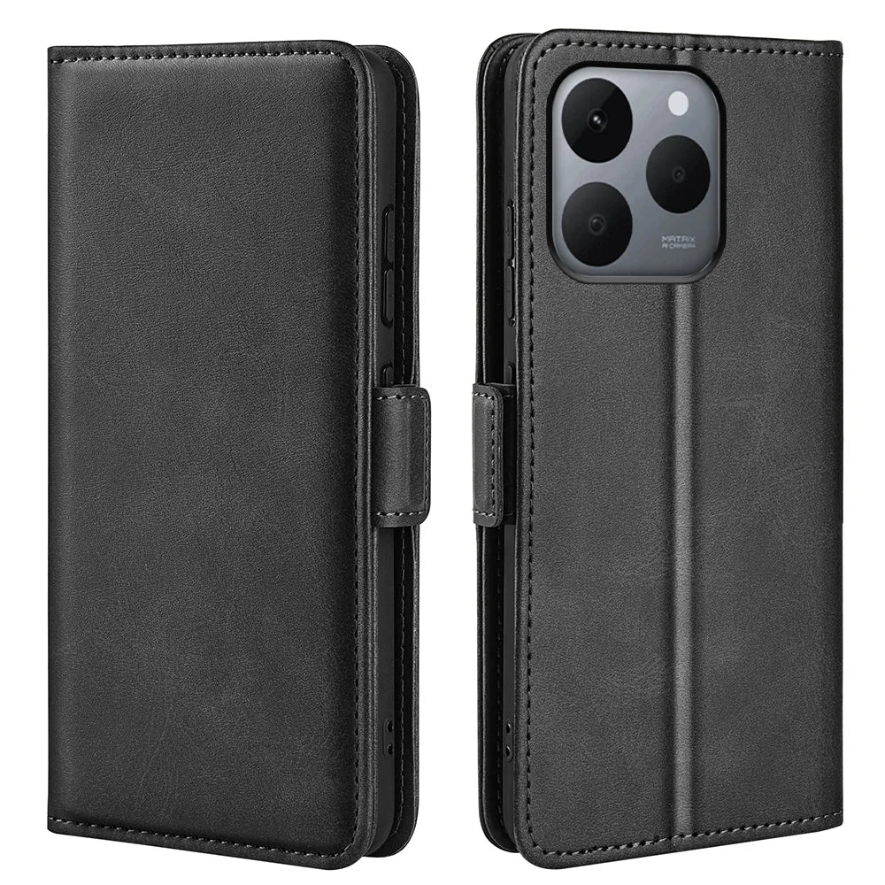For Realme 15T 5G Case Calf Texture Leather Wallet Phone Cover - Black - 4