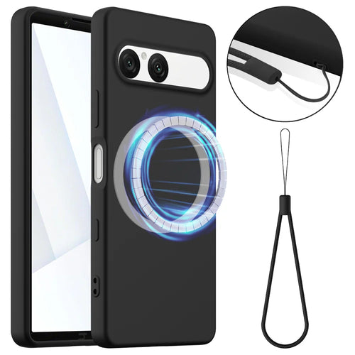 For Sony Xperia 10 VII Case Magnetic Case Anti-Drop Liquid Silicone Phone Cover - Black - 1