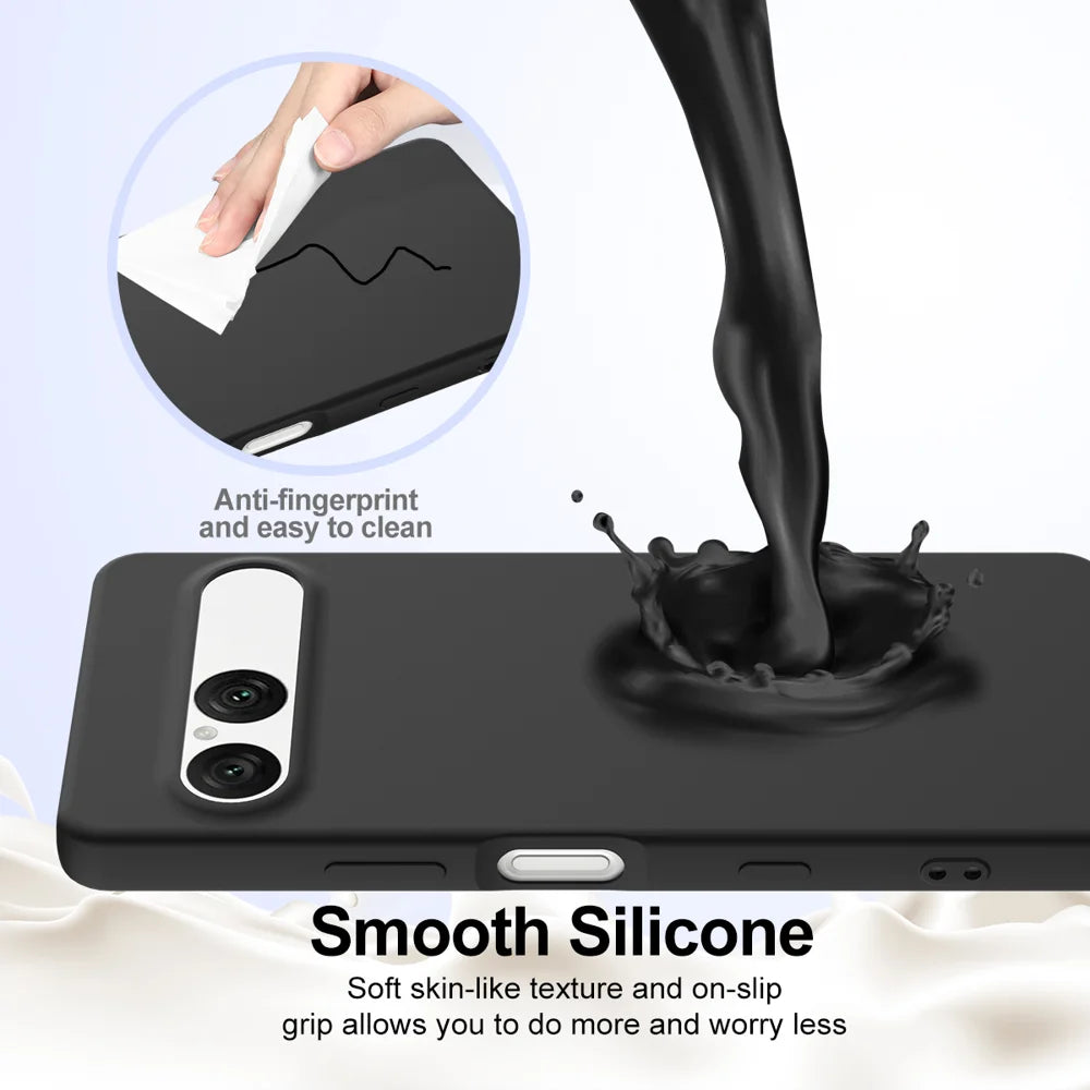 For Sony Xperia 10 VII Case Magnetic Case Anti-Drop Liquid Silicone Phone Cover - Black - 5