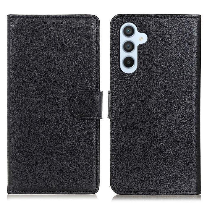 For Samsung Galaxy S26 Wallet Case PU Leather Phone Cover Litchi Texture - Black - 1