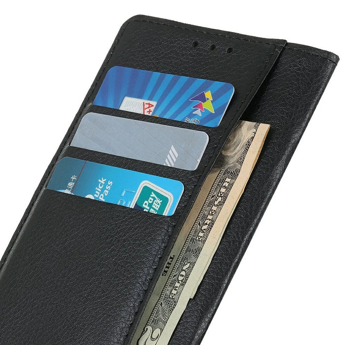 For Samsung Galaxy S26 Wallet Case PU Leather Phone Cover Litchi Texture - Black - 5