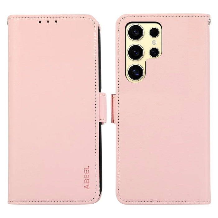 ABEEL For Samsung Galaxy S26 Ultra Case Leather Phone Cover with RFID Blocking Wallet - Pink - 1