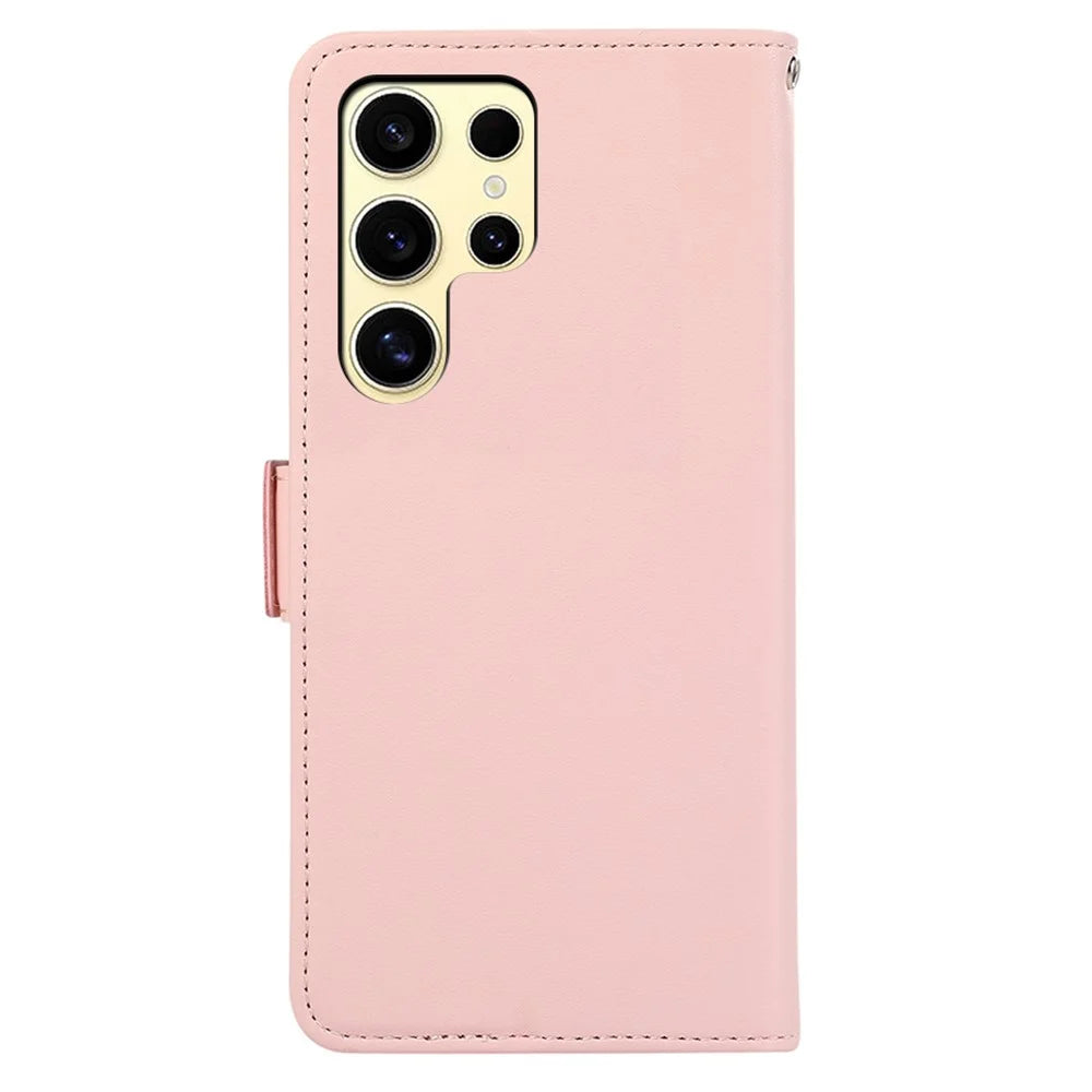 ABEEL For Samsung Galaxy S26 Ultra Case Leather Phone Cover with RFID Blocking Wallet - Pink - 7