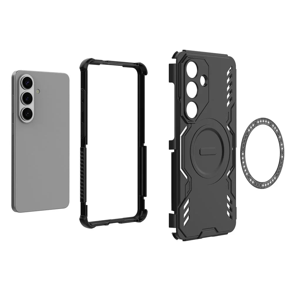 For Samsung Galaxy S26 Magnetic Case Butterfly Armor Hollow Heat Dissipation PC + TPU Phone Cover - Black - 2