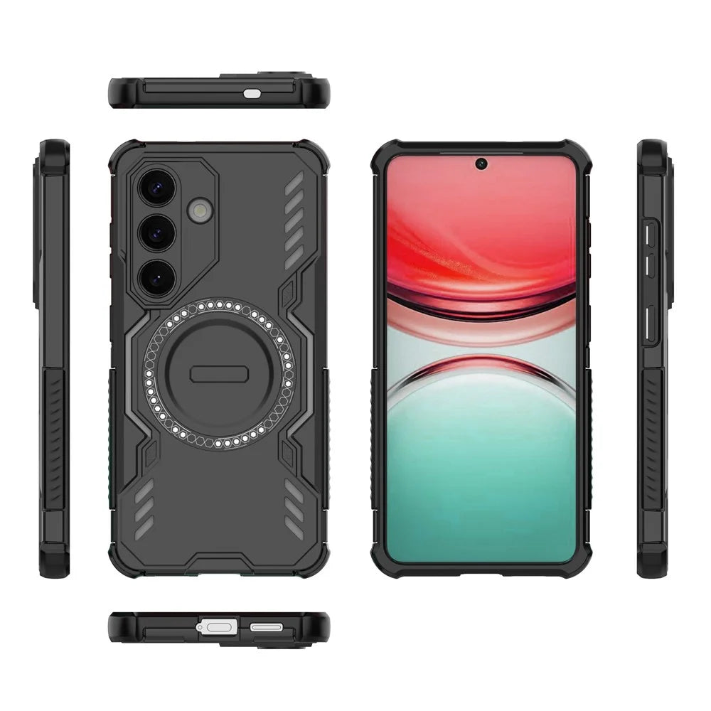 For Samsung Galaxy S26 Magnetic Case Butterfly Armor Hollow Heat Dissipation PC + TPU Phone Cover - Black - 4