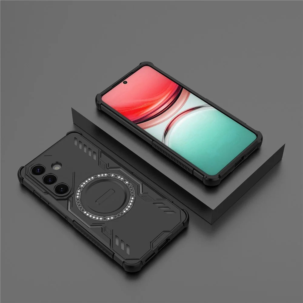 For Samsung Galaxy S26 Magnetic Case Butterfly Armor Hollow Heat Dissipation PC + TPU Phone Cover - Black - 5