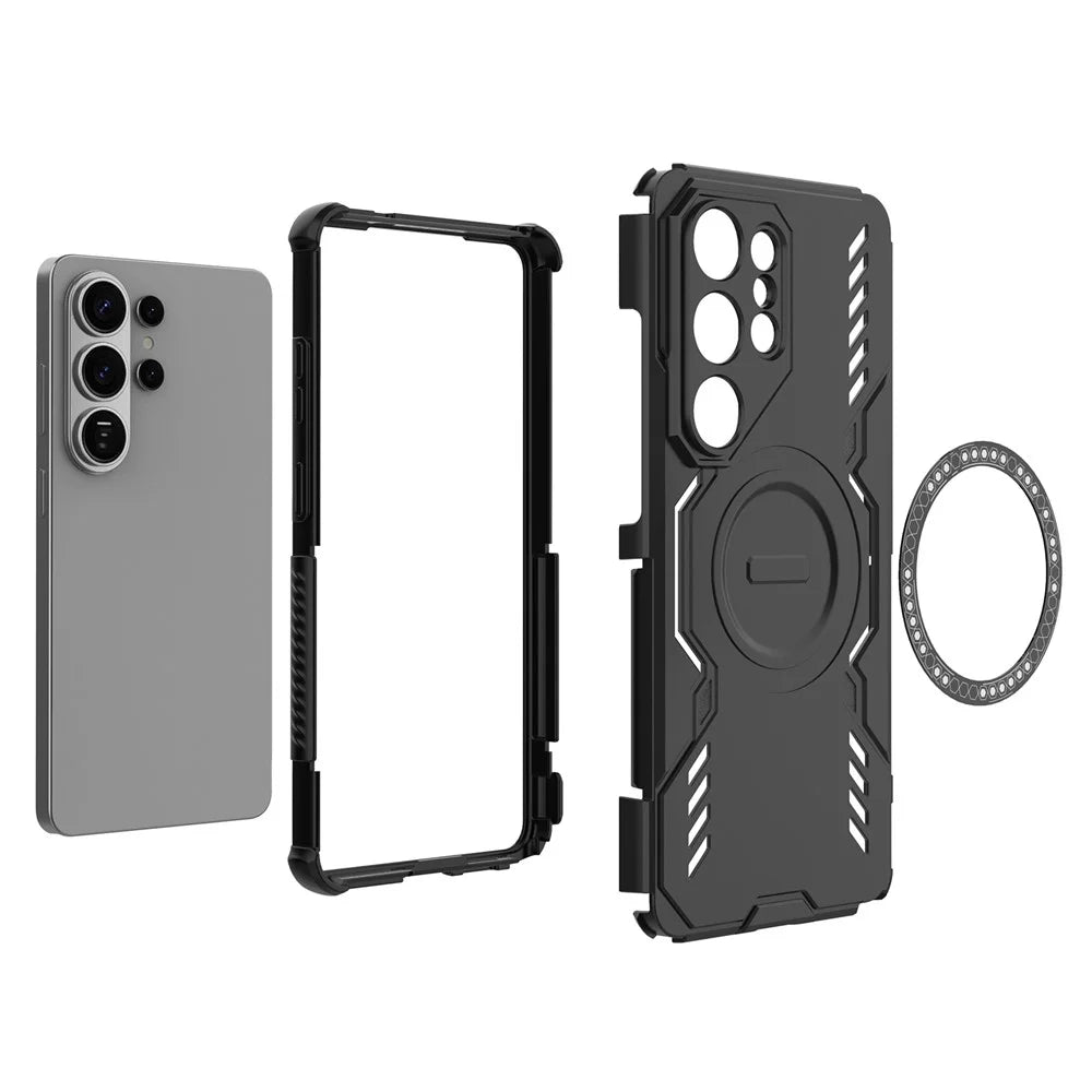 For Samsung Galaxy S26 Ultra Magnetic Case Butterfly Armor Hollow Heat Dissipation PC + TPU Phone Cover - Black - 2