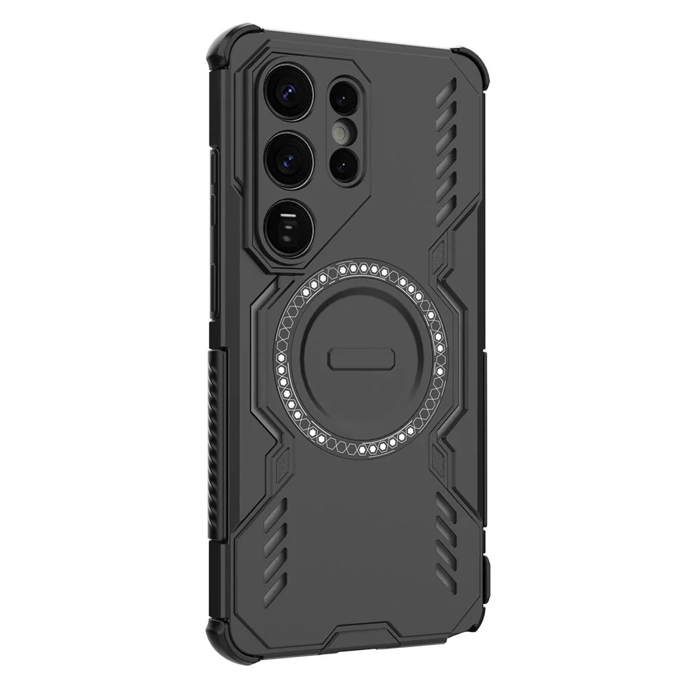 For Samsung Galaxy S26 Ultra Magnetic Case Butterfly Armor Hollow Heat Dissipation PC + TPU Phone Cover - Black - 4
