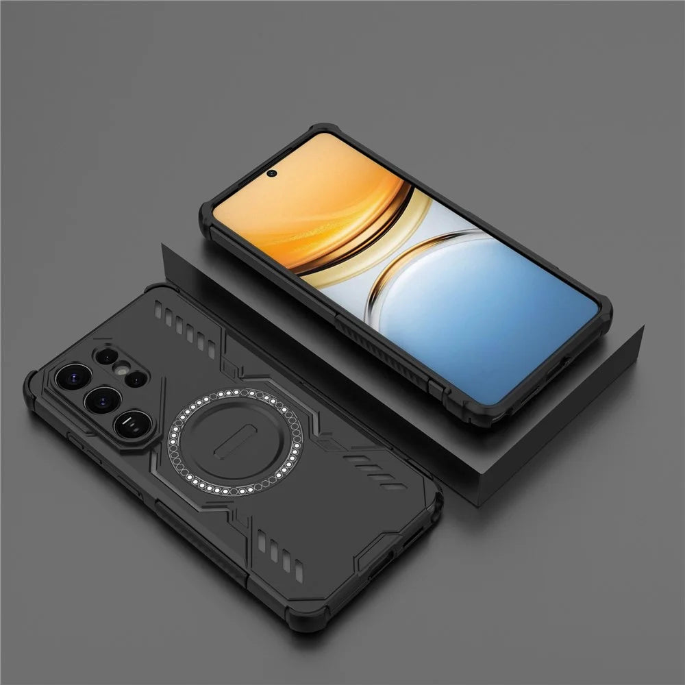 For Samsung Galaxy S26 Ultra Magnetic Case Butterfly Armor Hollow Heat Dissipation PC + TPU Phone Cover - Black - 6