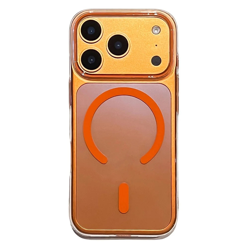 For iPhone 17 Pro Case Compatible with MagSafe Ultra Thin Clear PC Phone Back Cover - Orange - 1