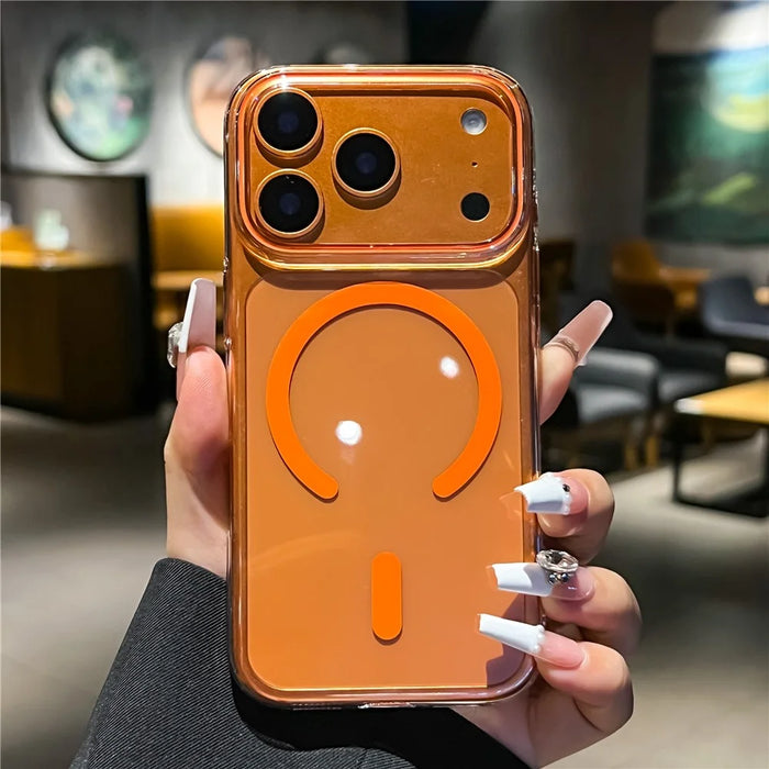 For iPhone 17 Pro Case Compatible with MagSafe Ultra Thin Clear PC Phone Back Cover - Orange - 2