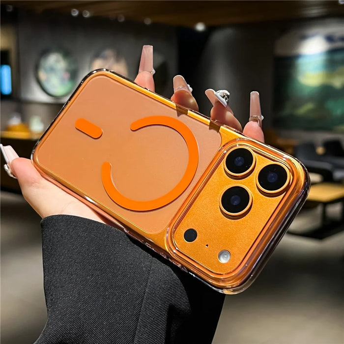 For iPhone 17 Pro Case Compatible with MagSafe Ultra Thin Clear PC Phone Back Cover - Orange - 5