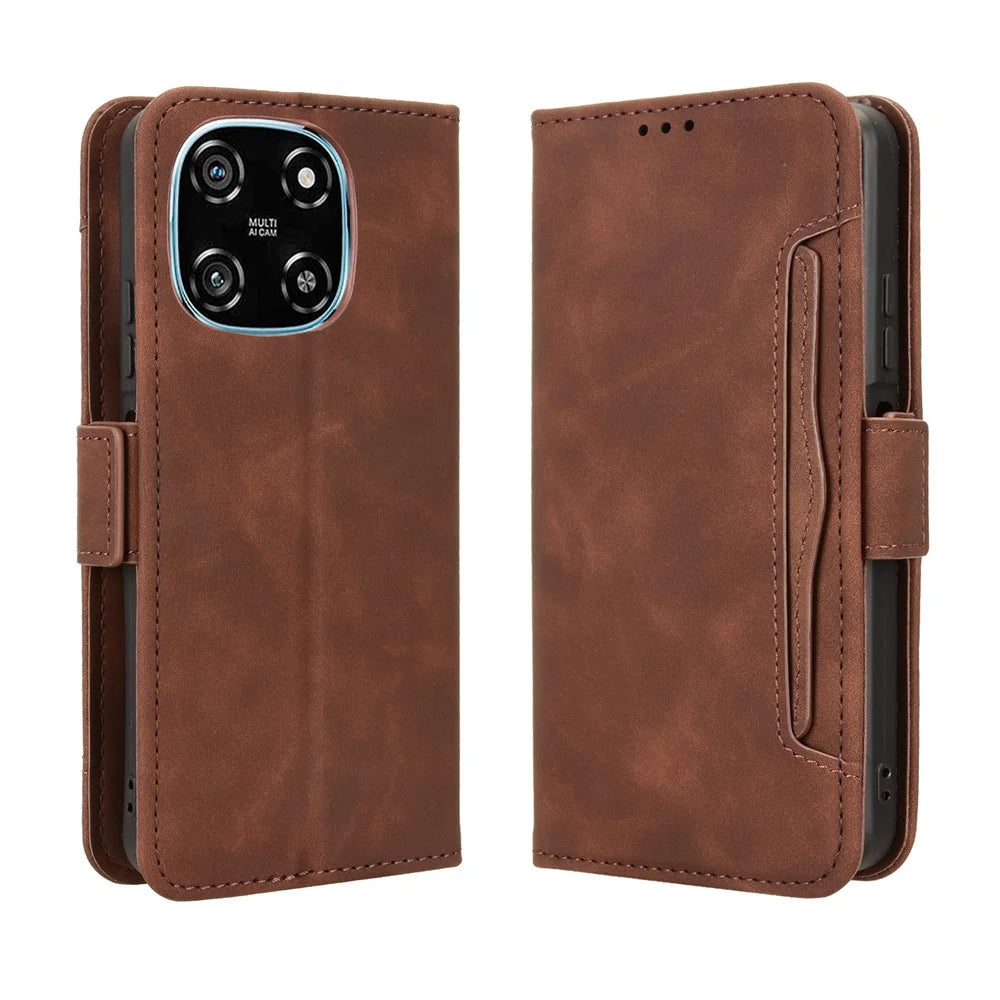 For Blackview Color 6 Leather Case Phone Wallet Cover with Multiple Card Slots - Brown - 1