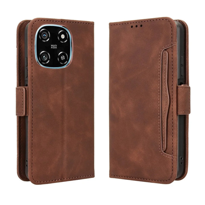 For Blackview Color 6 Leather Case Phone Wallet Cover with Multiple Card Slots - Brown - 1