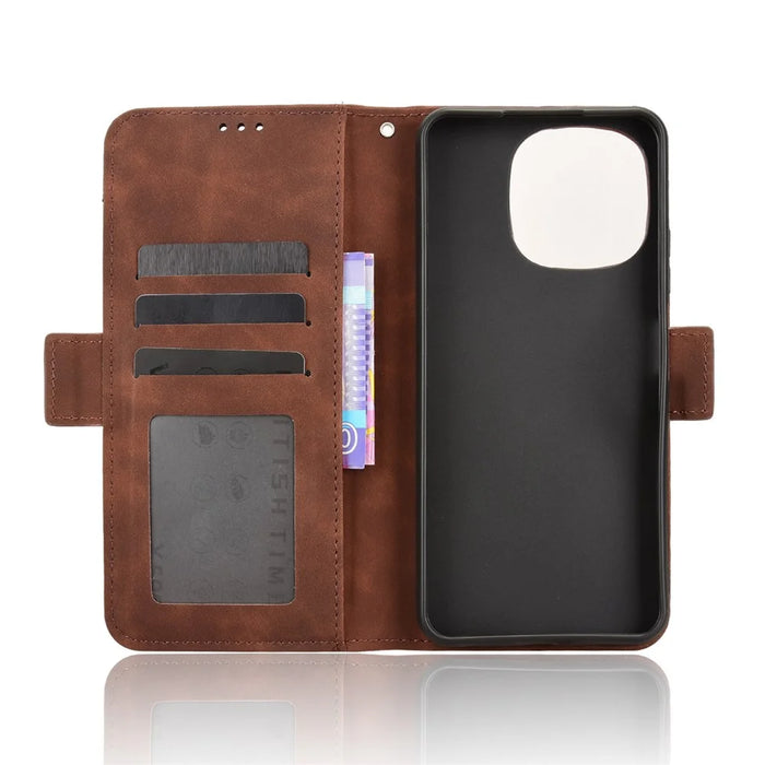 For Blackview Color 6 Leather Case Phone Wallet Cover with Multiple Card Slots - Brown - 4