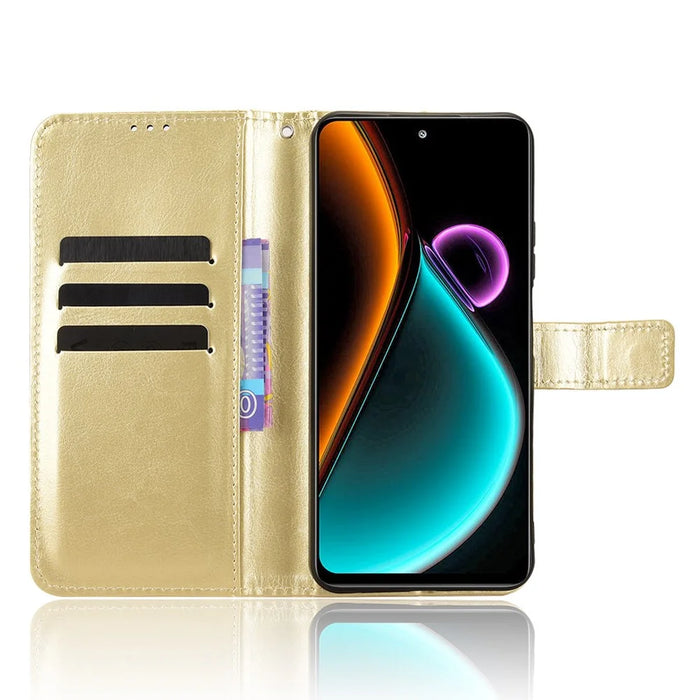 For Blackview Color 6 PU Leather Case with Strap Crazy Horse Texture Phone Wallet Cover - Gold - 2