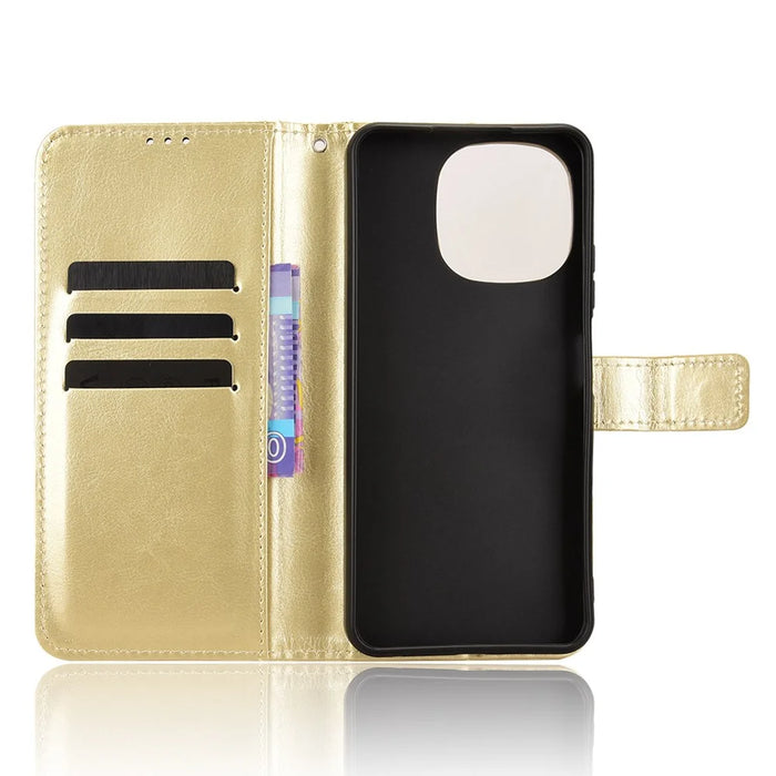 For Blackview Color 6 PU Leather Case with Strap Crazy Horse Texture Phone Wallet Cover - Gold - 4