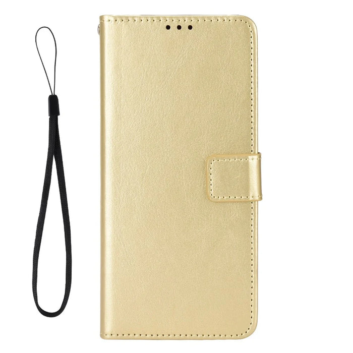 For Blackview Color 6 PU Leather Case with Strap Crazy Horse Texture Phone Wallet Cover - Gold - 5