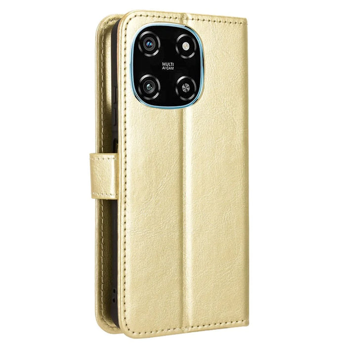 For Blackview Color 6 PU Leather Case with Strap Crazy Horse Texture Phone Wallet Cover - Gold - 6